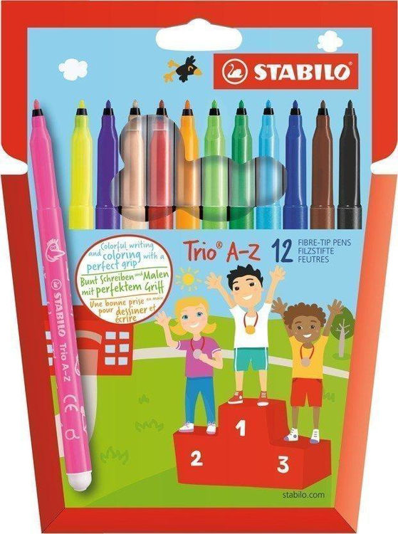 Picture of 37811201-STABILO Trio A-Z 12pcs fibre pen wallet